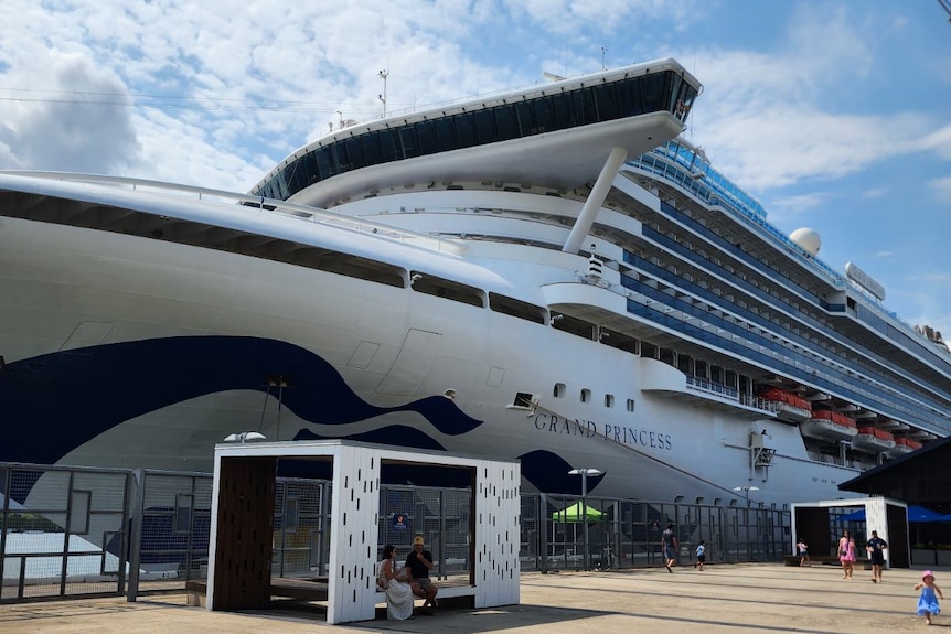 An image of the Grand Princess cruise ship at dock.