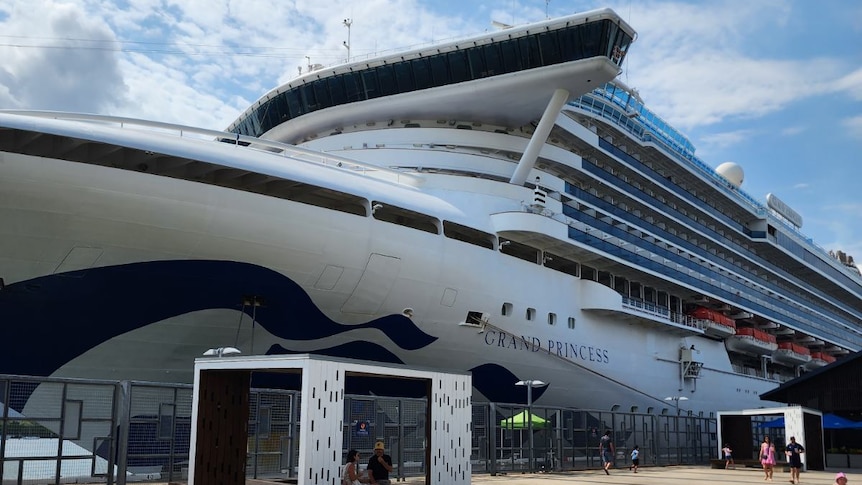 An image of the Grand Princess cruise ship at dock.