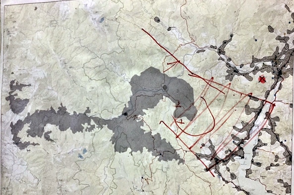 Map of Huon Valley fire shows a scorpion shape