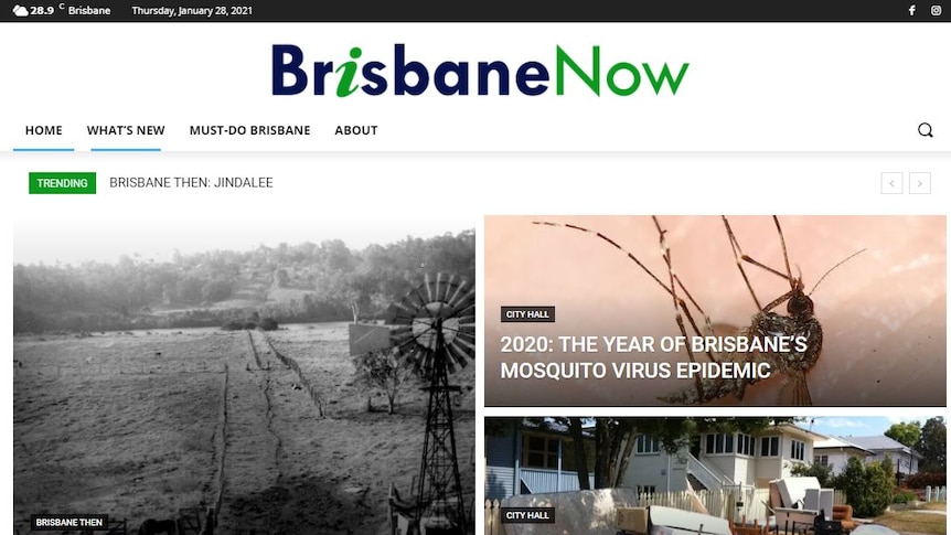 A screenshot of the BrisbaneNow news website operated by Brisbane Labor.