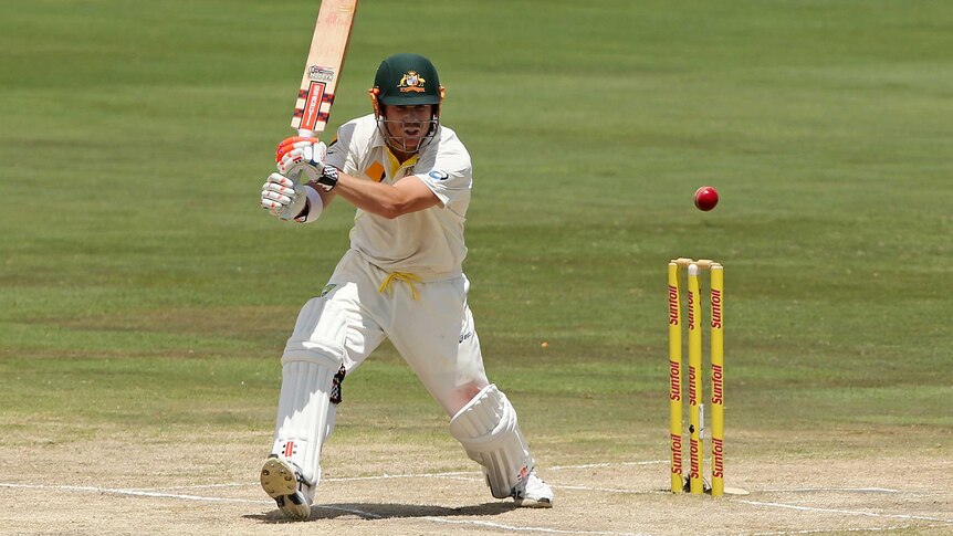 Australia's David Warner bats during day three of the first Test against South Africa.