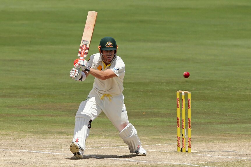 Australia's David Warner bats during day three of the first Test against South Africa.
