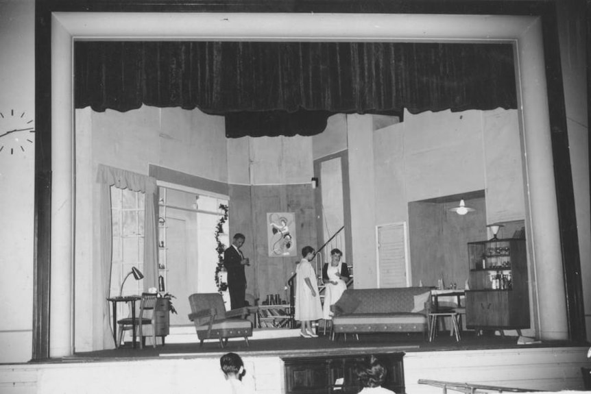 Players on stage at the Brisbane Repertory Theatre.