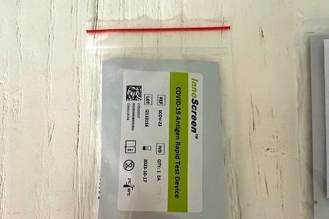 a test inside a plastic bag