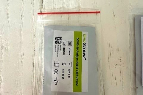 a test inside a plastic bag