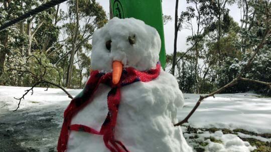 Snowman on Mount Wellington during a September cold snap.
