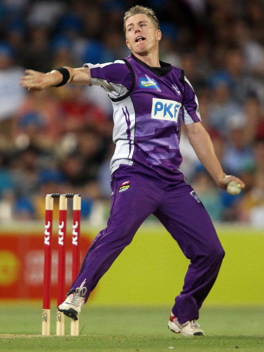 Xavier Doherty bowls for the Hurricanes
