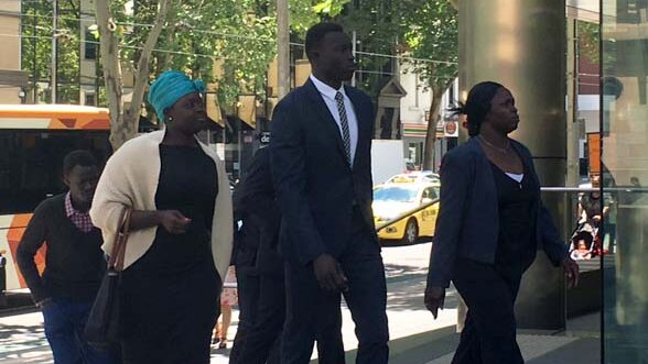 Majak Dawe arriving at court in Melbourne.