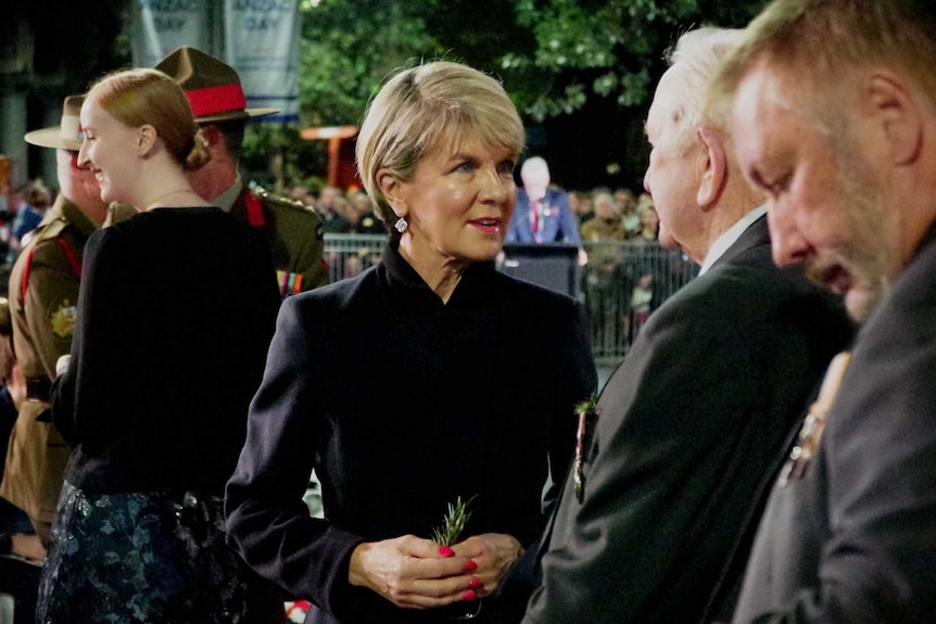 Foreign Minister Julie Bishop attended the Martin Place Dawn Service.