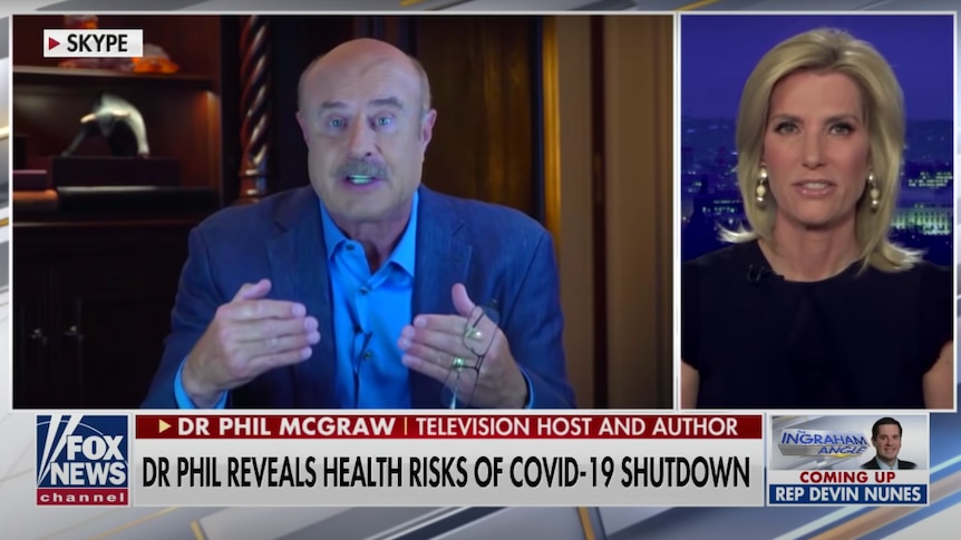 Phil McGraw talking to Laura Ingraham on fox news