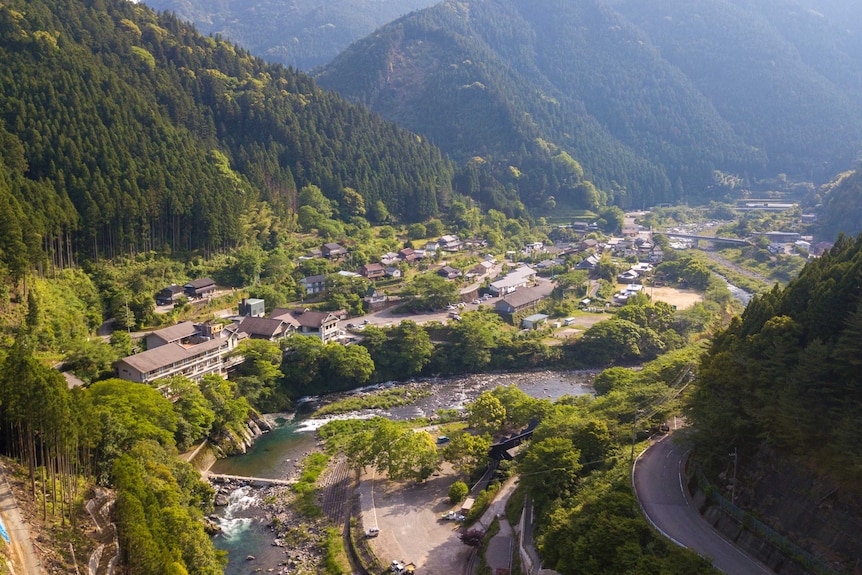 Kamikatsu, nestled in a lusciuos green valley.