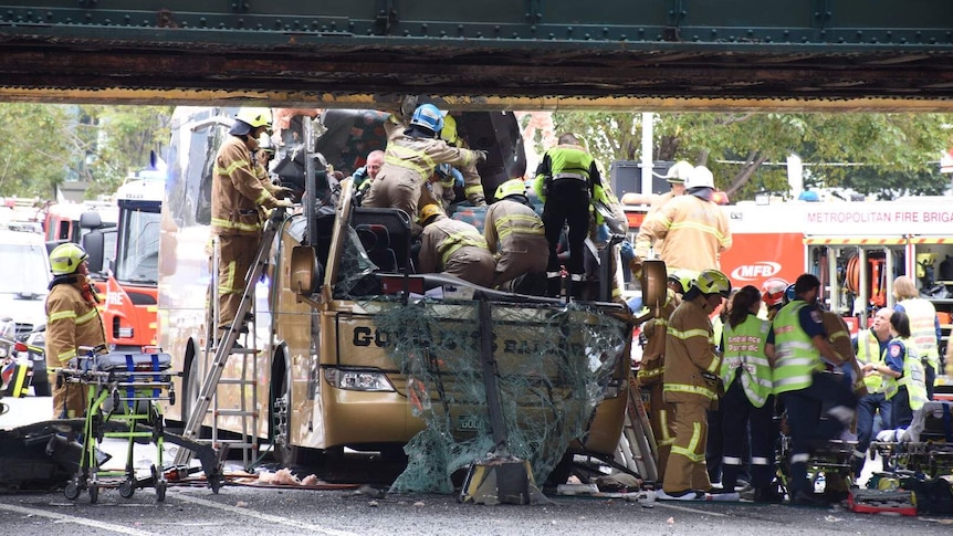 Overpass bus crash