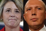 A composite image of Senator Kristina Keneally and Home Affairs Minister Peter Dutton.