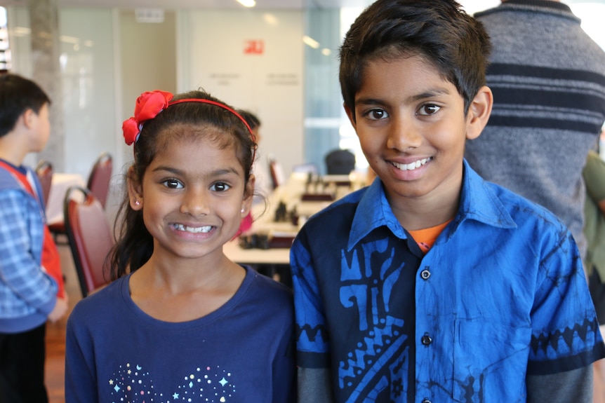 Saheli Dissanayake, 7, with her brother Savin Dissanayake