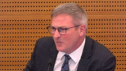 Westpac general manager of commercial banking Alastair Welsh looking uncomfortable at the banking royal commission.