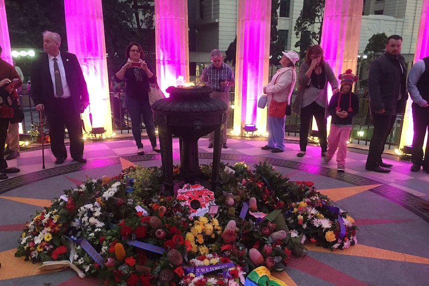 Wreaths were laid at the Shrine of Remembrance in Brisbane.