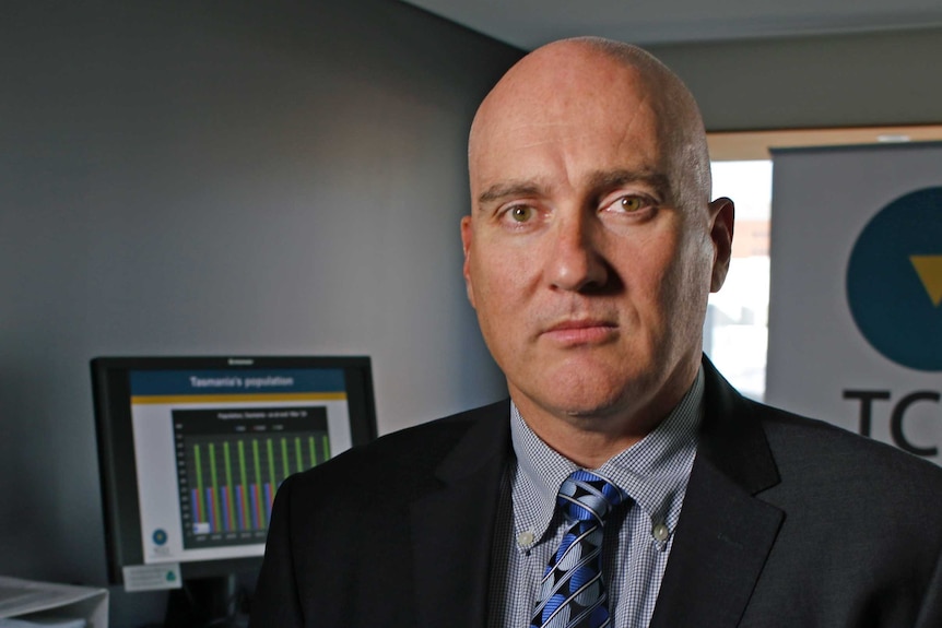 Tasmanian Chamber of Commerce and Industry, Michael Bailey in his office.