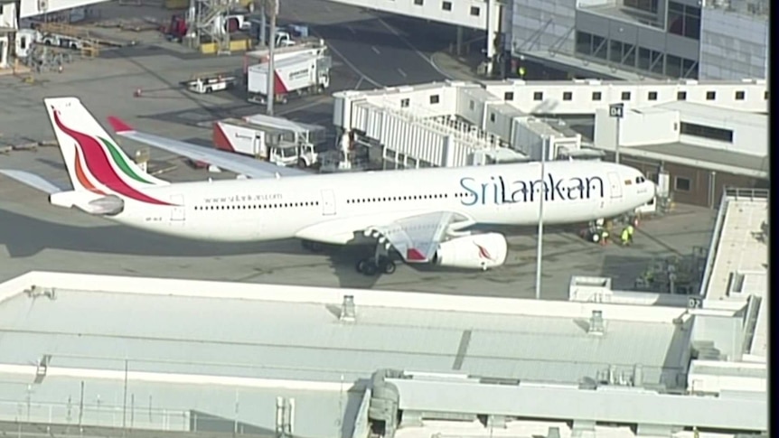 A photo of a Sri Lankan Airlines plane at Melbourne Airport.