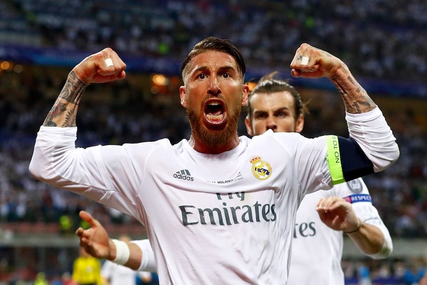 Sergio Ramos celebrates Champions League final opener for Real Madrid