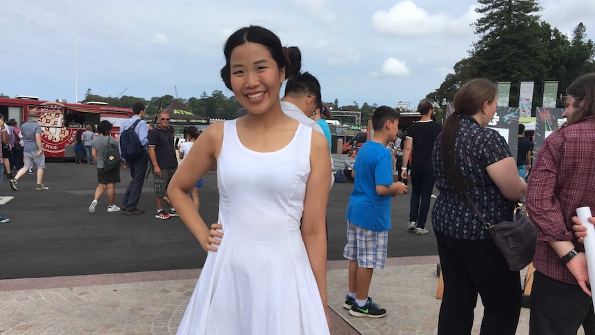 Star Wars fan Janice dressed as Princess Leia at a fan event at the Sydney Opera House. December 10, 2015.