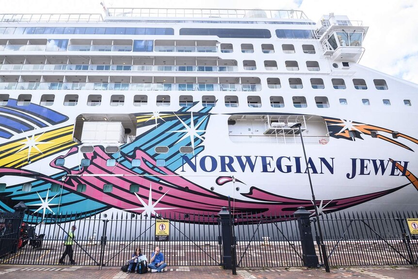 The Norwegian Jewel cruise ship is seen at Circular Quay in Sydney.