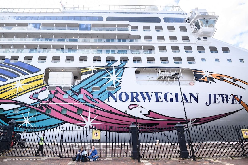 The Norwegian Jewel cruise ship is seen at Circular Quay in Sydney.