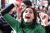 Syrian women during protests in Damascus