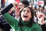 Syrian women during protests in Damascus