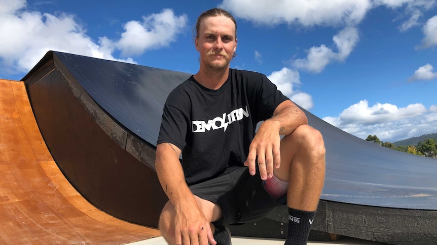 Carpenter Jason Watts took two weeks to build the Freestyle BMX park in the Gold Coast back yard
