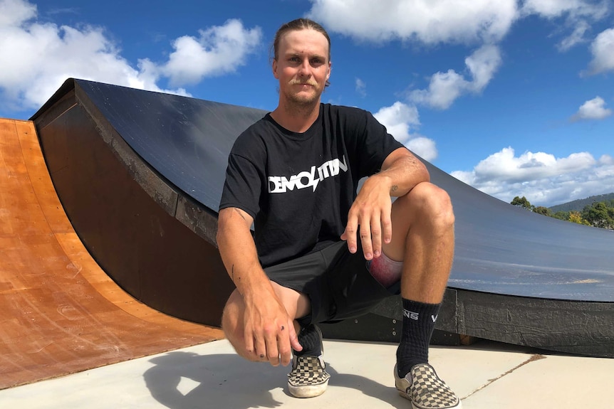 Carpenter Jason Watts took two weeks to build the Freestyle BMX park in the Gold Coast back yard