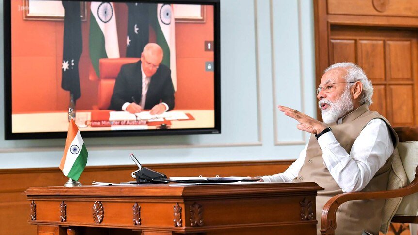 Indian Prime Minister Narendra Modi meets his Australian counterpart, Scott Morrison, in a virtual summit