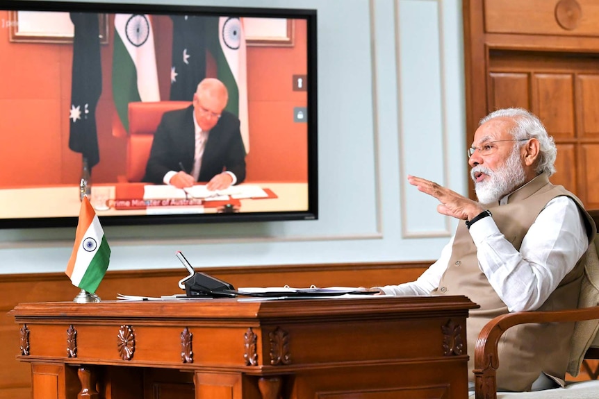 Indian Prime Minister Narendra Modi meets his Australian counterpart, Scott Morrison, in a virtual summit