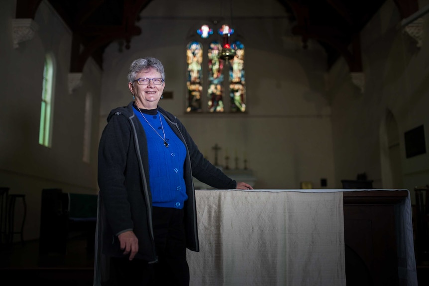 Anglican priest Rev. Elizabeth Smith inside St John's church in Kalgoorlie.