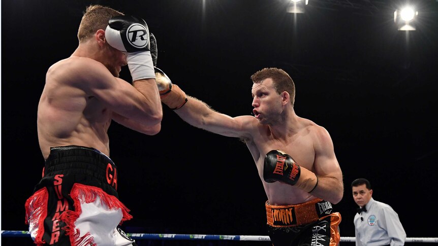 Jeff Horn aims a punch at Gary Corcoran