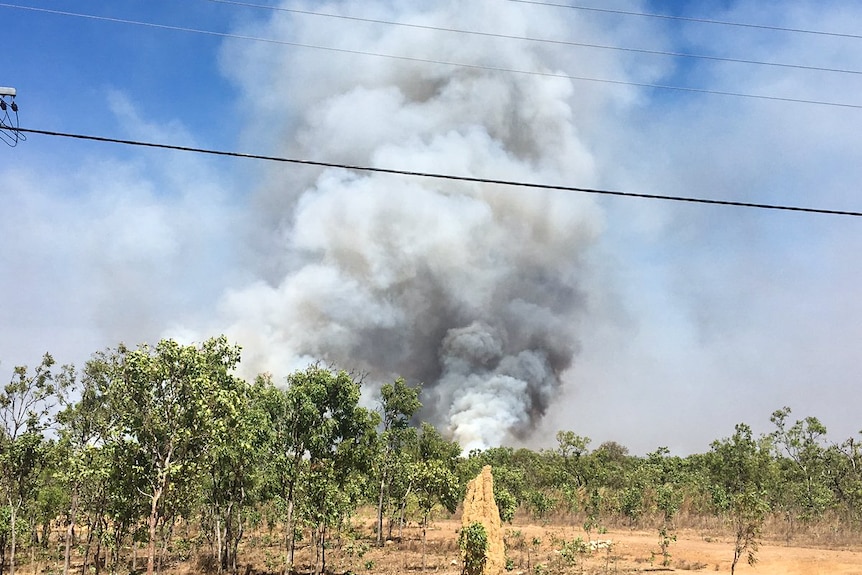 Plume of smoke from rural fire at Marrakai near Darwin.