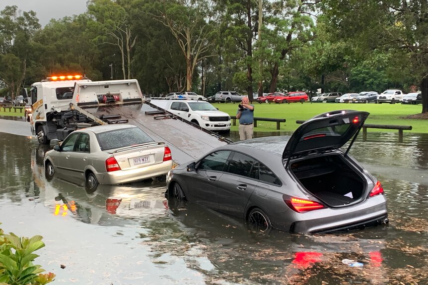 cars in flood waters