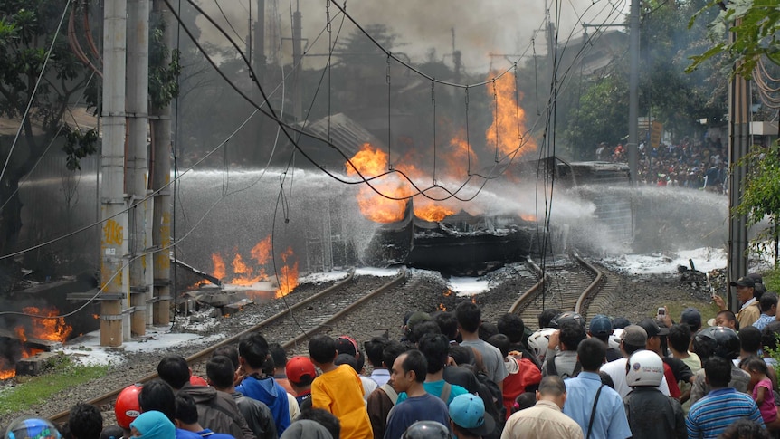 Indonesia tanker train collision