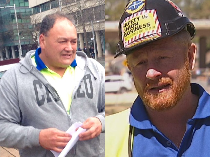 Composite of senior ACT CFMEU officials Dean Hall and John Lomax