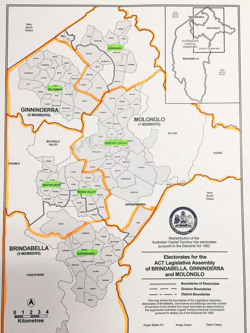 Map showing the proposed five electoral boundaries.