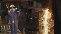 A worker at the Newcastle BHP steelworks.