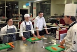 Tasmanian apprentice chefs in a training kitchen