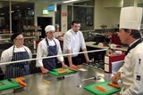 Tasmanian apprentice chefs in a training kitchen