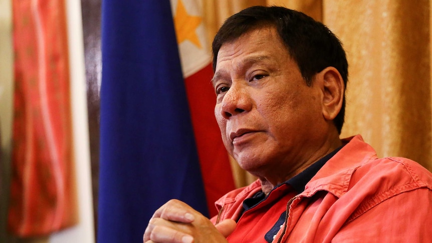 Rodrigo Duterte speaks during a press conference.