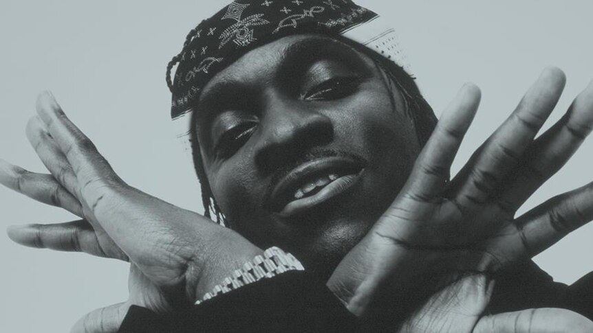 A 2018 greyscale press shot of Pusha T