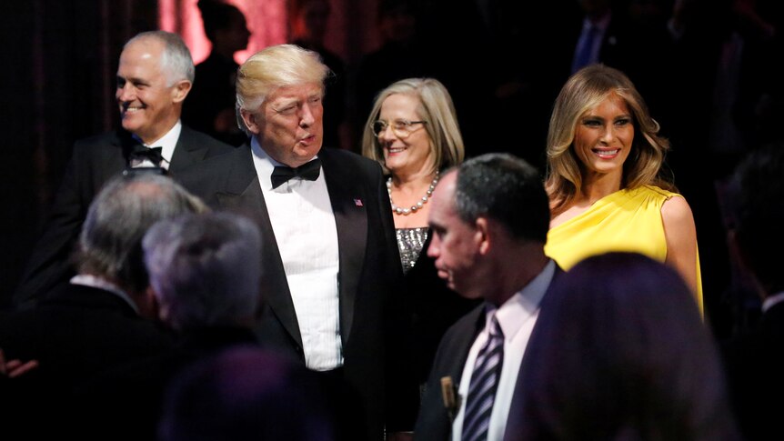 Donald and Melania Trump with Malcolm and Lucy Turnbull