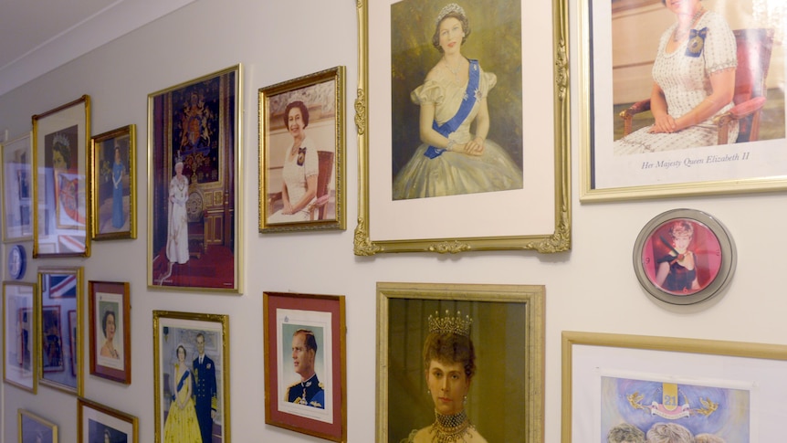 Royal portraits at Janet Williams's house.