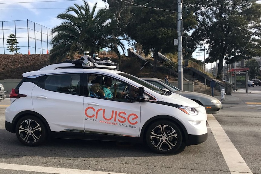 A Cruise self-driving car outside the company’s headquarters in San Francisco. 