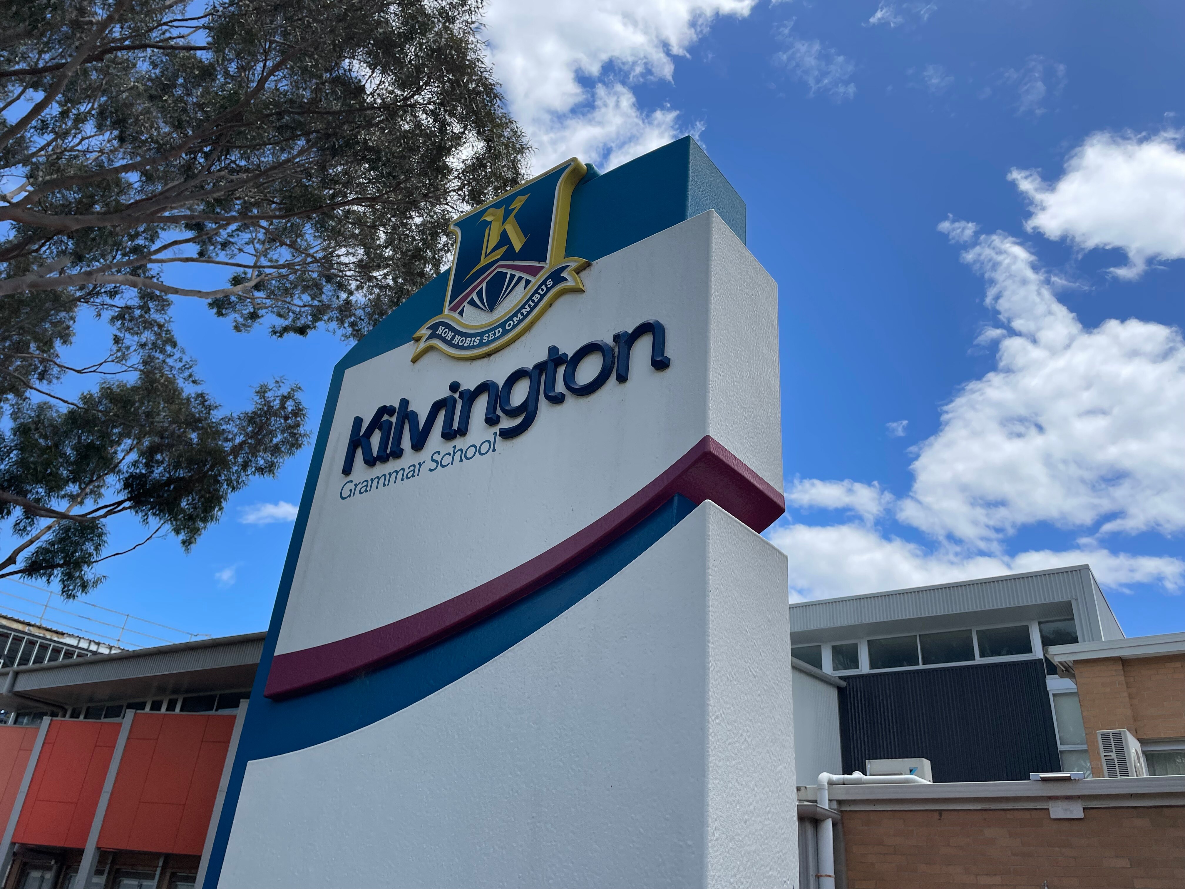 a school sign reading kilvington grammar school
