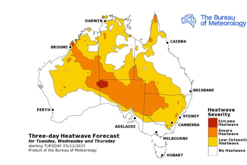 Heatwave conditions Tuesday to Thursday
