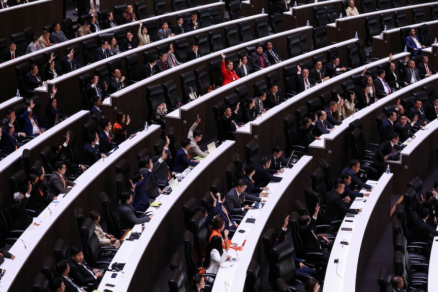 People voting in a parliament